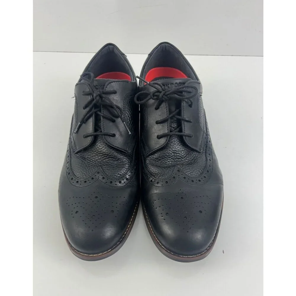 Rockport Men's Dustyn Wingtip Oxford Shoes 10.5  W Black Waterproof - Picture 2 of 9